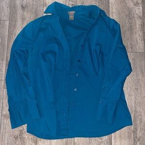Ann Taylor Blue Button-Up Blouse
